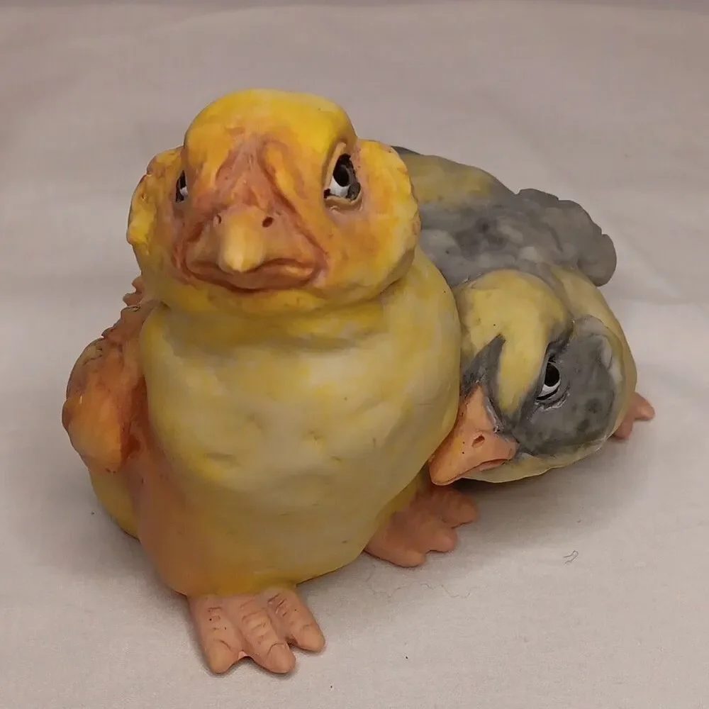 Chrisdon Yellow Chicks Easter Spring Cottage Core Figurine Heavy